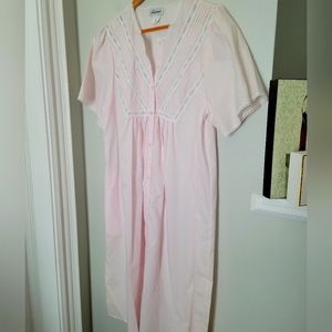 Vintage Eaton French Maid Lace Accent Button Down Dressing Gown